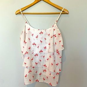 Cute Kismet Flamingo 🦩 print Flowy top SZ S